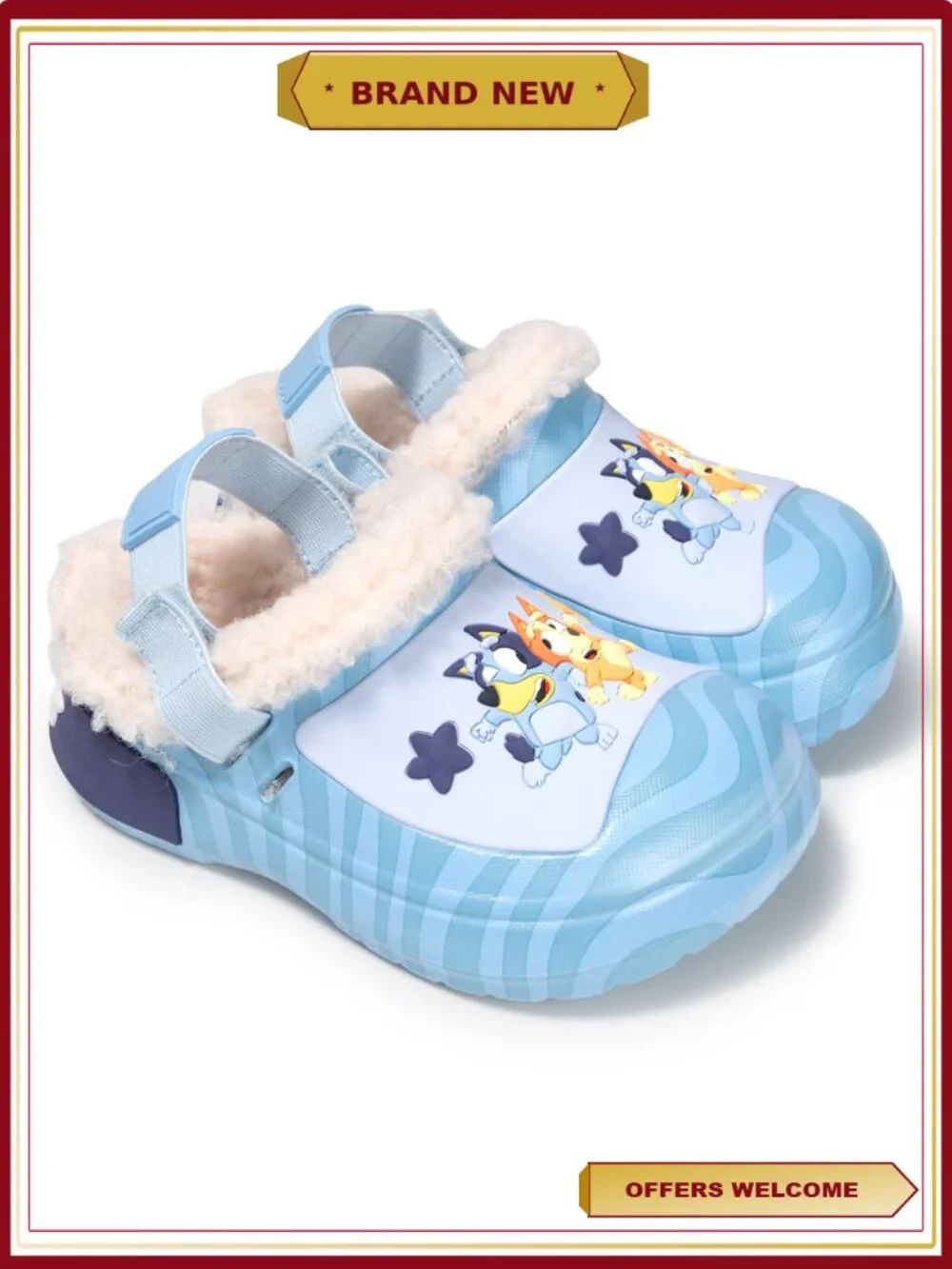 Bluey Toddler Boys Faux Fur Lined Clog